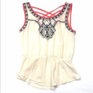 Sheer cream peplum top